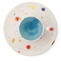 Set di 2 tazze da caffè e piattini in cristallo