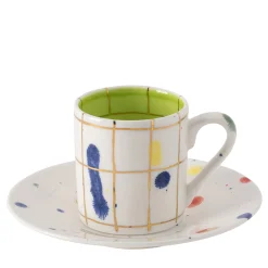 Set di 2 tazze da caffè e piattini dritti Amelia