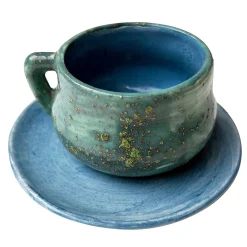 Set di 2 tazze da espresso in giada verde acqua e blu con piattino