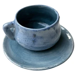 Set di 2 tazze da espresso blu oceano con piattino