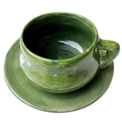 Set di 2 tazze da espresso verde Kiwi con piattino