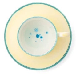 Set di 2 tazze da tè e piattini dritti gialli Murrine