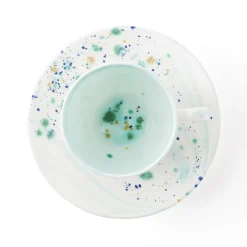 Set di 2 tazze da tè e piattini in marmo blu