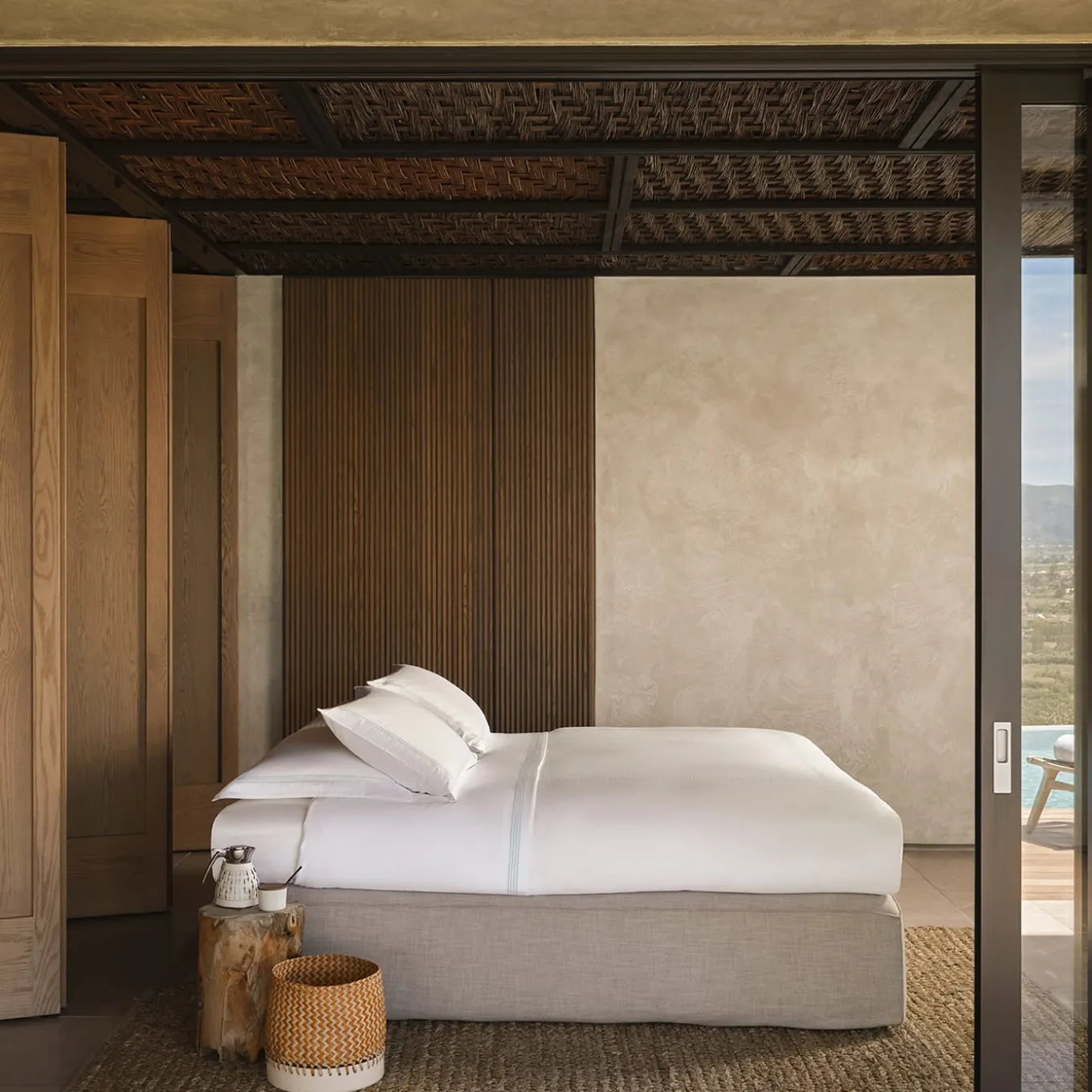 Set di 2 tazze e zuccheriera con coperchio in legno