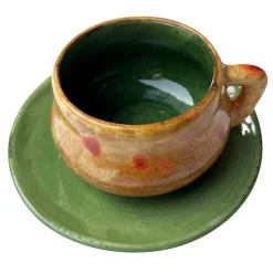 Set di 2 tazzine da espresso verde Dragon e arancioni con piattino
