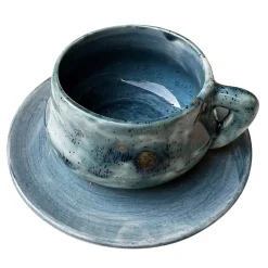 Set di 2 tazzine da espresso Monson Sea Blue con piattino