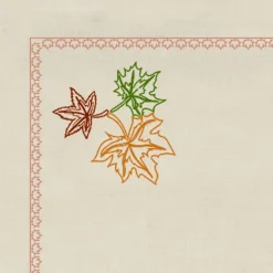 Set di 4 tovagliette Acero in lino beige con ricamo