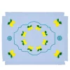 Set di 2 tovagliette azzurre con frange ricamate di Limoni