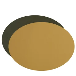 Set di 2 tovagliette bifacciali in pelle senape e oliva