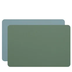 Set di 2 tovagliette bifacciali in pelle blu cielo eucalipto #1