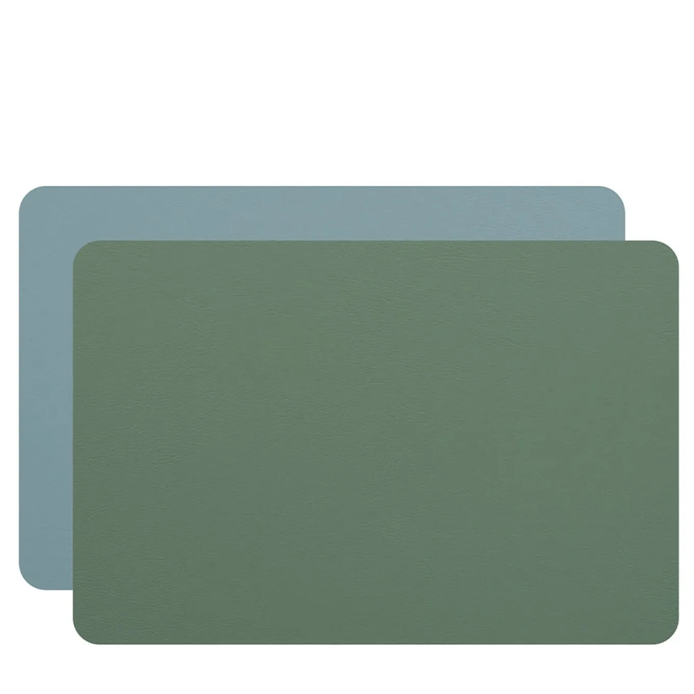 Set di 2 tovagliette bifacciali in pelle blu cielo eucalipto #1