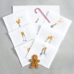 Set di 6 tovagliette da tavola in lino ricamate a mano in Champagne