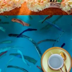 Set di 2 tovagliette e 2 tovaglioli Roman Stroll in azzurro