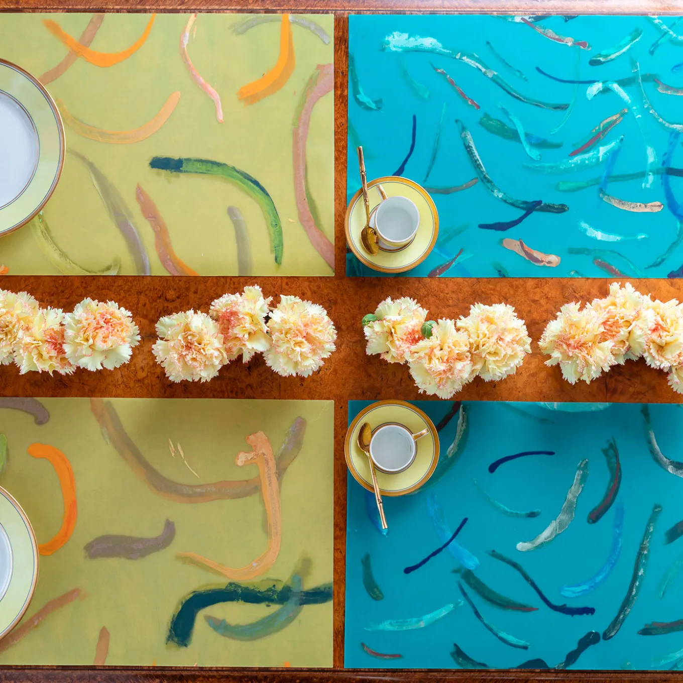 Set di 2 tovagliette e 2 tovaglioli Roman Stroll in azzurro