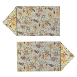 Set di 2 tovagliette e tovaglioli rettangolari rivestiti di verde Bouquet