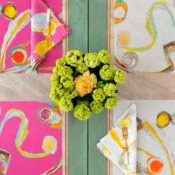 Set di 2 tovagliette e tovaglioli Light Flux in bianco