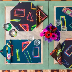 Set di 2 tovagliette e tovaglioli Space Shapes in blu