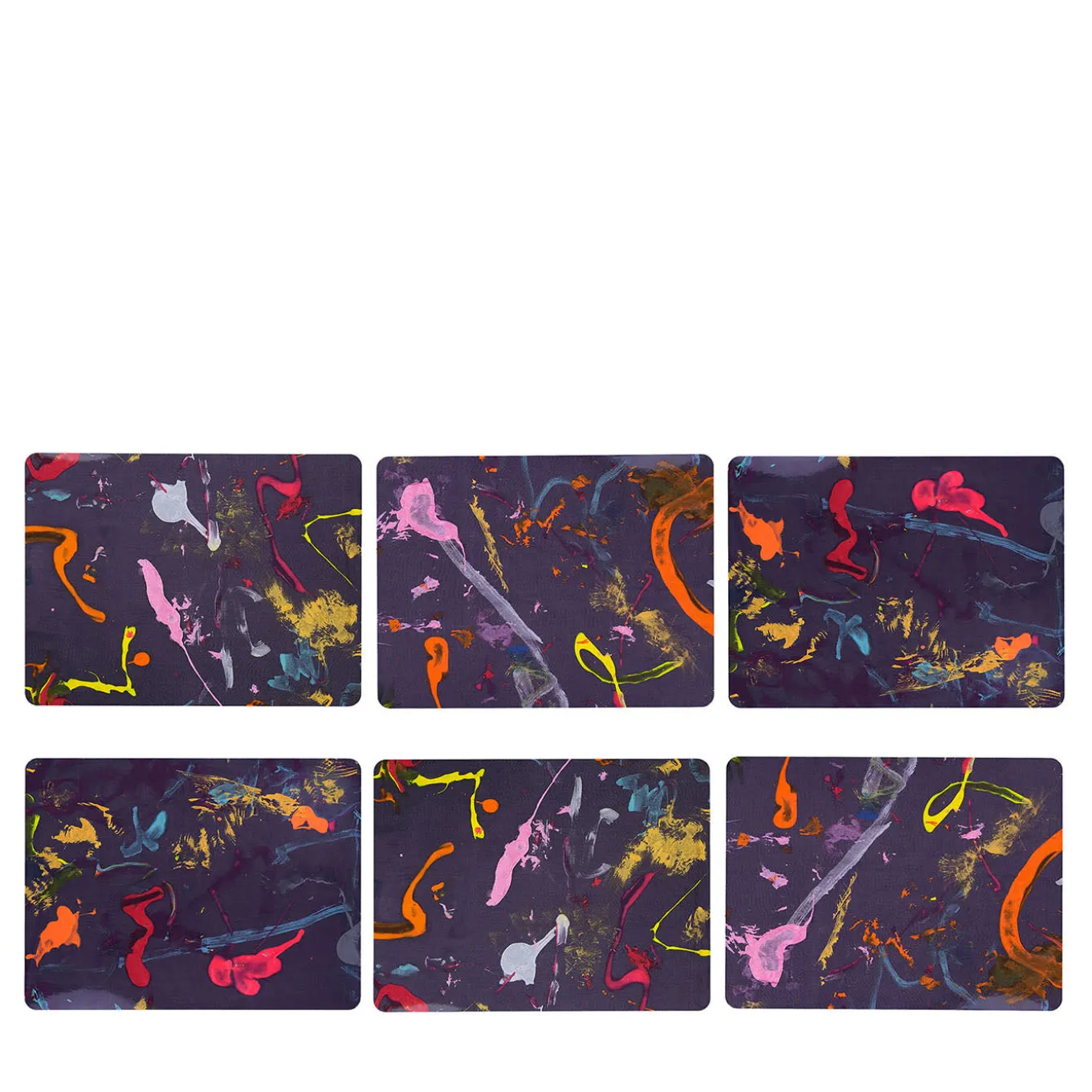 Set di 6 tovagliette in fibra di legno lucida stampate Carnival