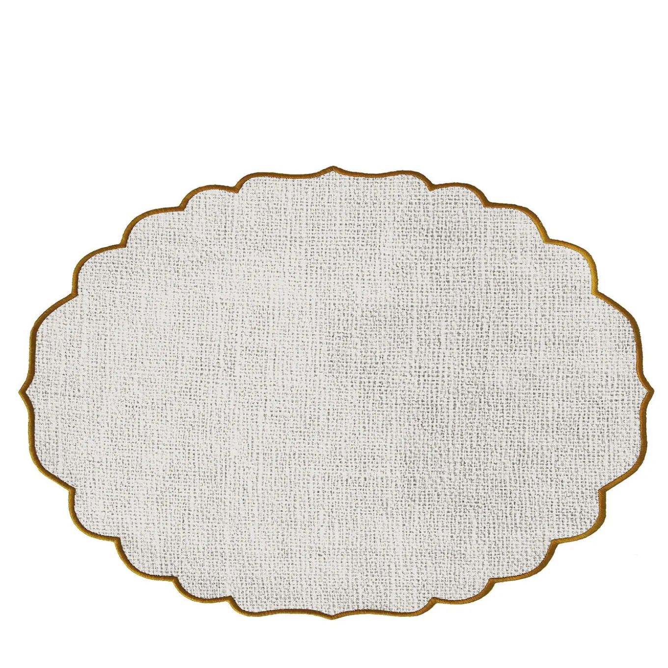 Set di 4 Tovagliette in Lino Cerato Beige a Righe con bordatura in bronzo