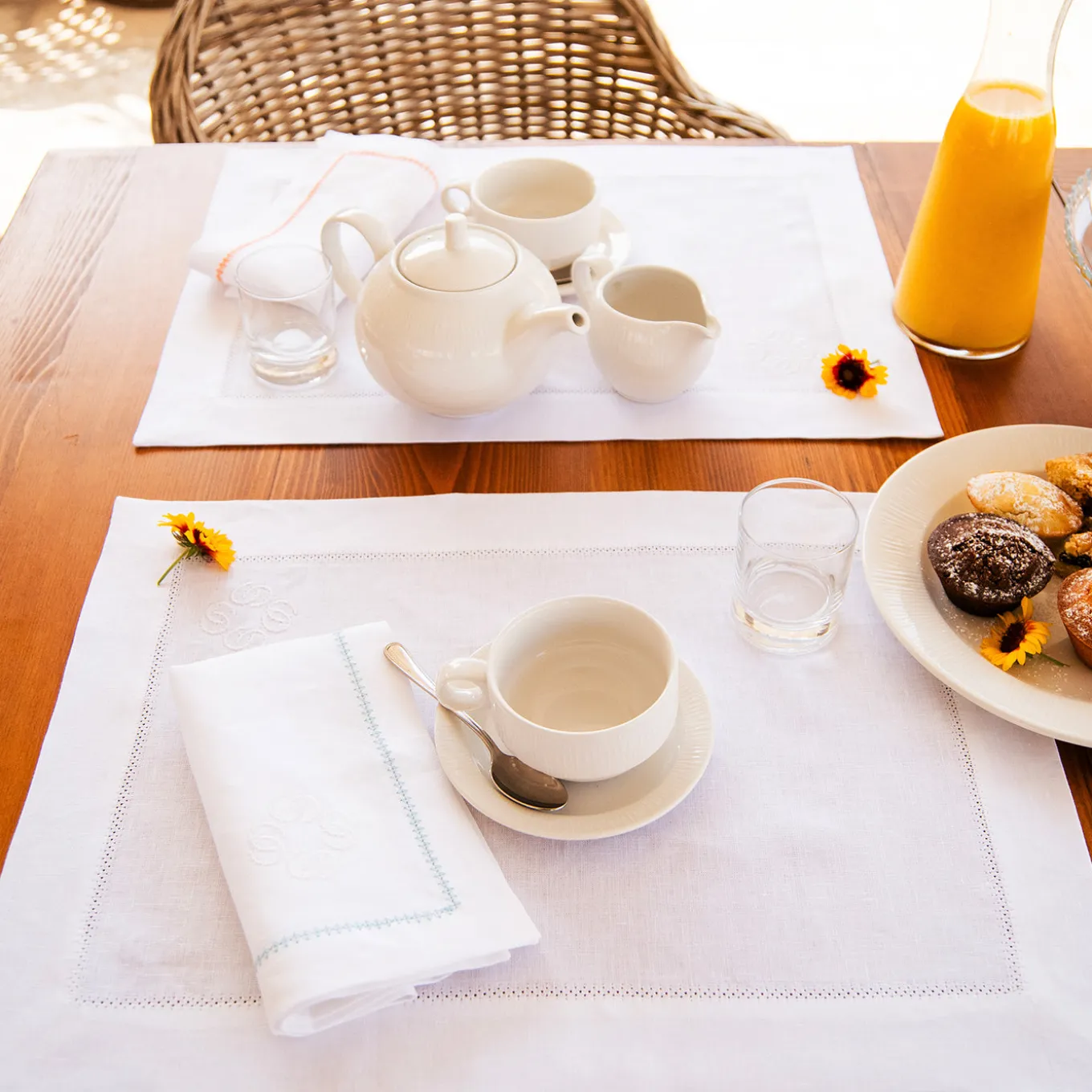 Set di 2 Tovagliette in lino bianco Luci d'Artista