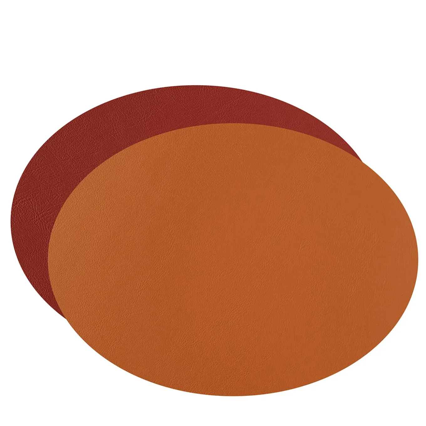 Set di 2 tovagliette in pelle bordeaux e cognac bifacciali