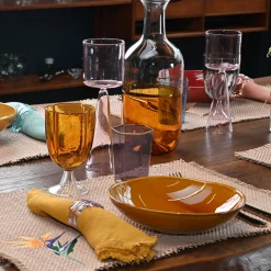 Set di 6 tovagliette in tessuto effetto rafia tropicale