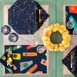 Set di 2 tovagliette ottagonali Night Light e tovaglioli