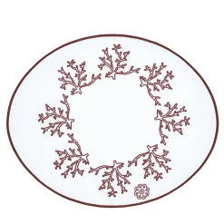 Set di 2 tovagliette ovali ricamate Corallo Rosso