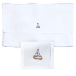 Set di 6 tovagliette rettangolari in lino per bevande Sailboats