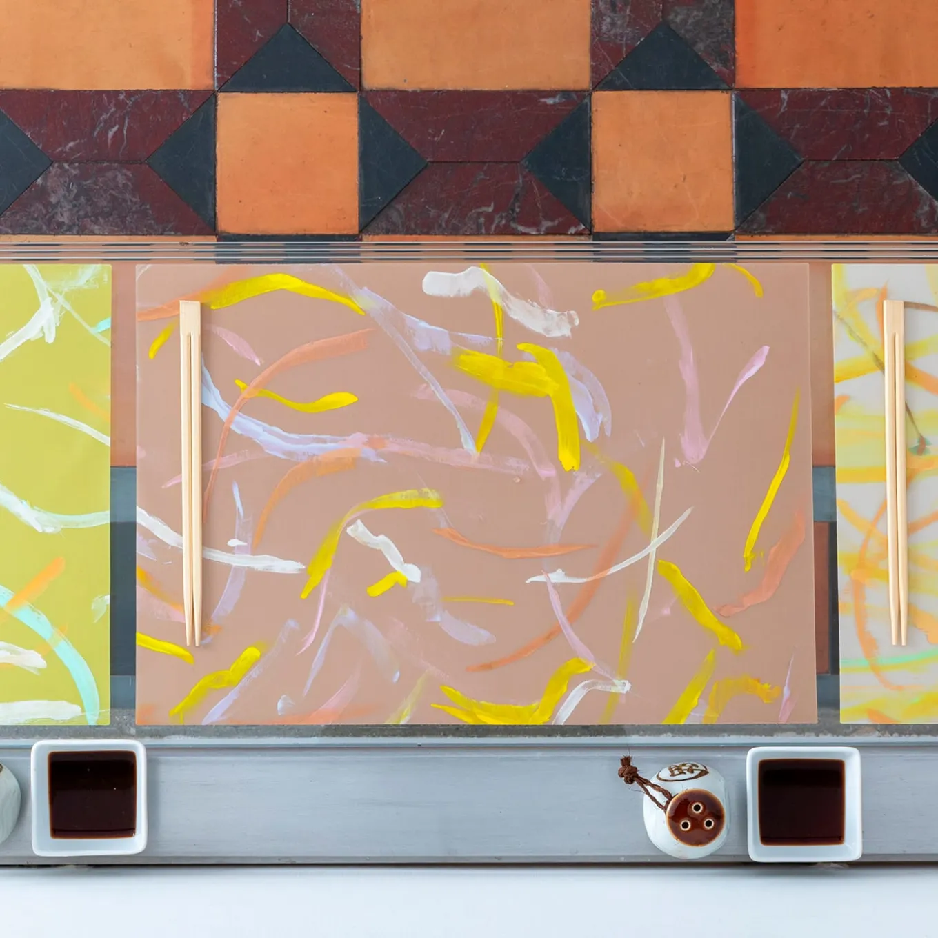 Set di 2 tovagliette rosa Roman breeze