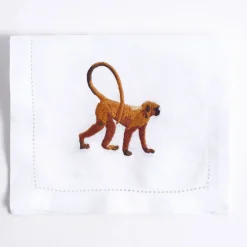 Set di 6 tovagliette Savanna ricamate a mano in lino per bere