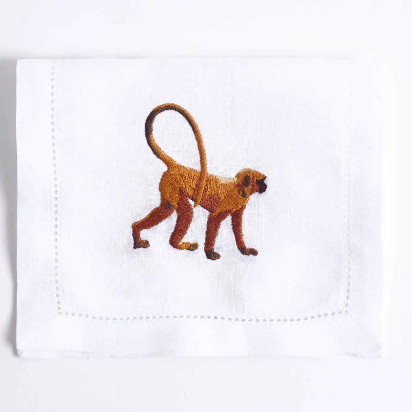 Set di 6 tovagliette Savanna ricamate a mano in lino per bere