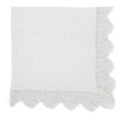 Set di 4 tovaglioli bianchi con pizzo siciliano