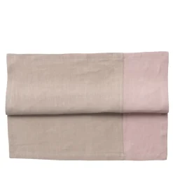 Set di 4 tovaglioli di lino di lusso bicolore argento-rosa-beige