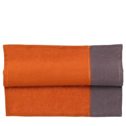 Set di 4 tovaglioli di lino di lusso bicolore arancio-prugna