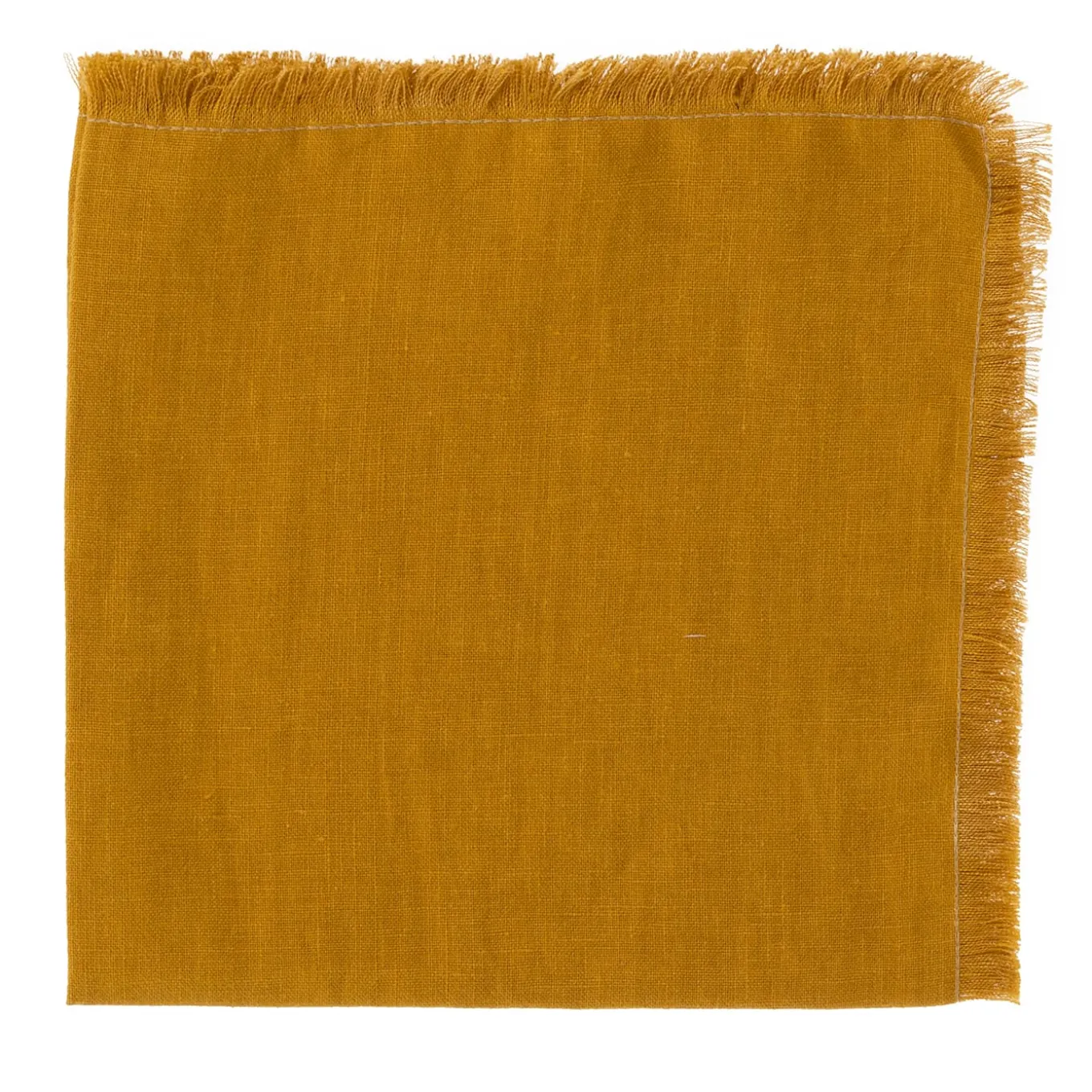 Set di 4 tovaglioli di lusso in puro lino Safran con frange a mano