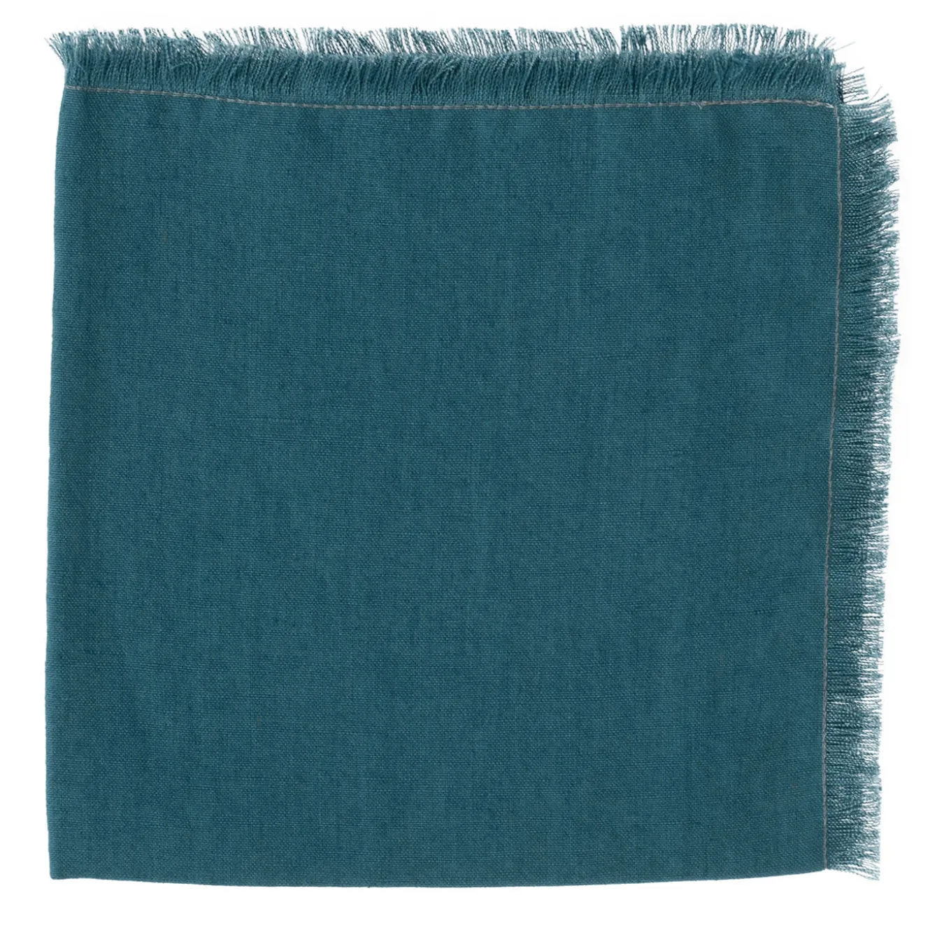 Set di 4 tovaglioli di lusso in puro lino smeraldo bordati a mano