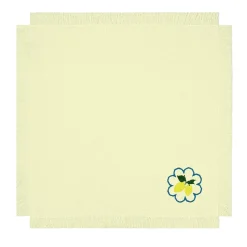 Set di 6 tovaglioli gialli ricamati a frange Limoni Multicolor