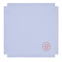 Set di 6 tovaglioli lilla ricamati con frange Corallo Rosa