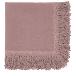 Set di 4 tovaglioli rosa vintage con lunghe frange