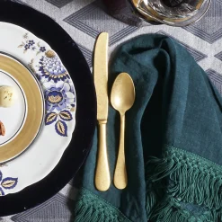 Set di 4 tovaglioli verde acqua con lunghe frange