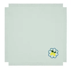 Set di 6 tovaglioli verde pastello con frange Limoni Multicolor