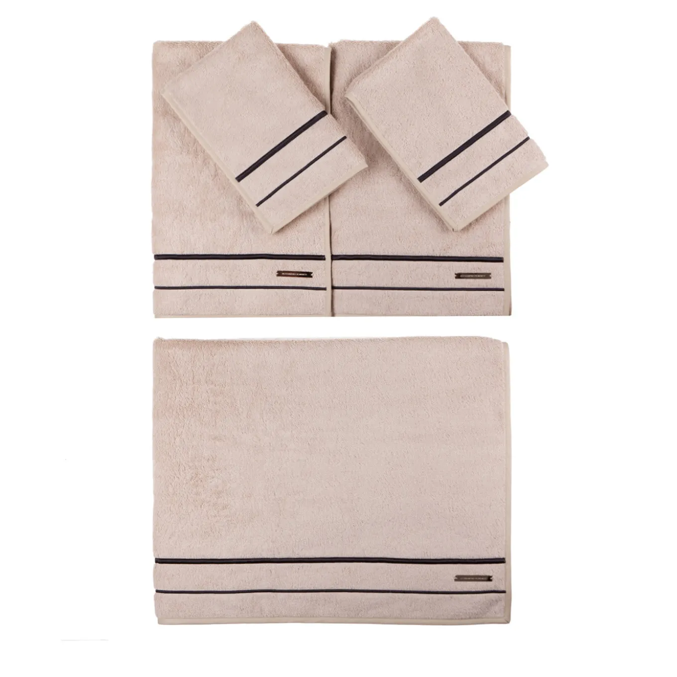 Set di asciugamani da bagno grandi - Nero e beige
