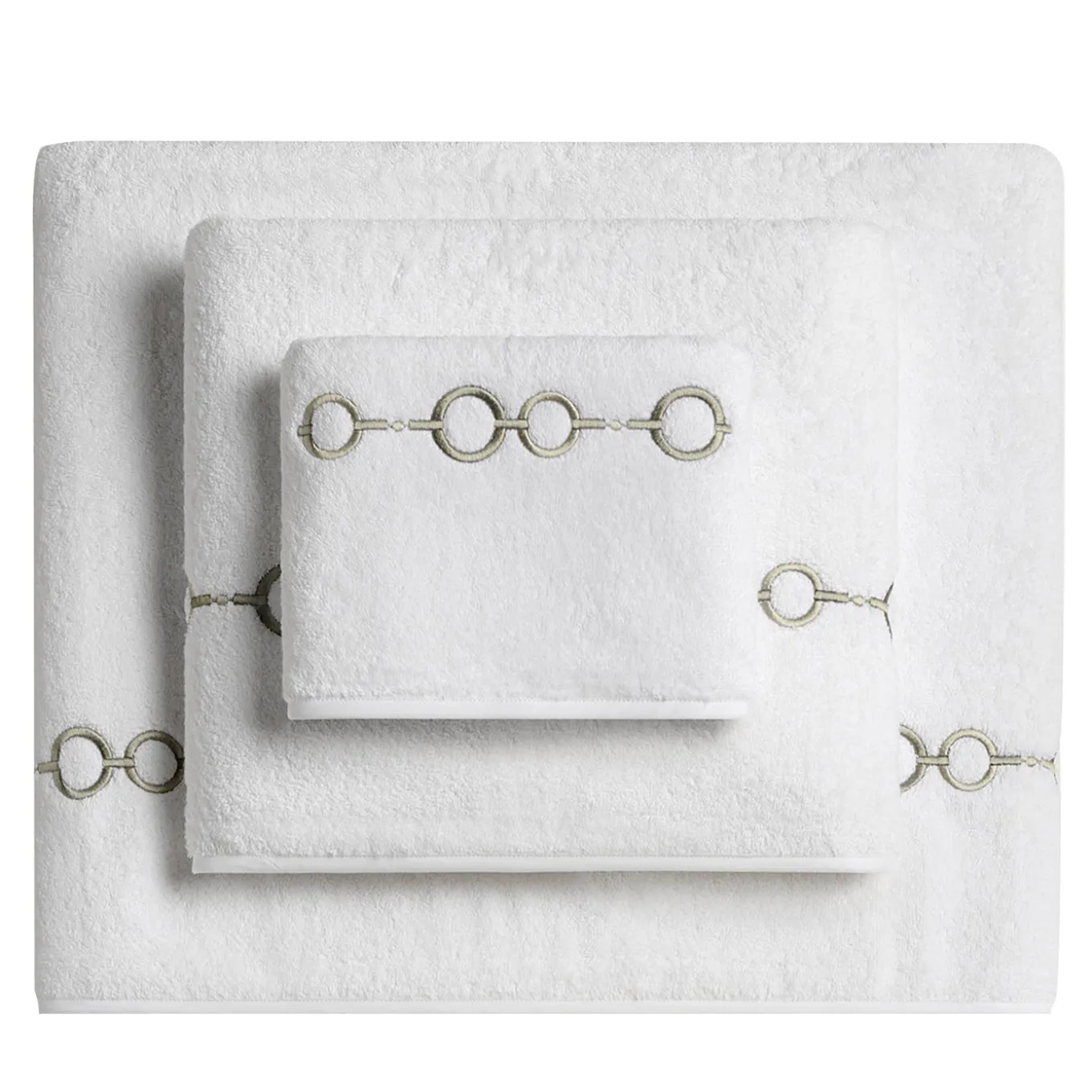 Set di asciugamani ricamati Recoleta in Cotone Spugna Bianco