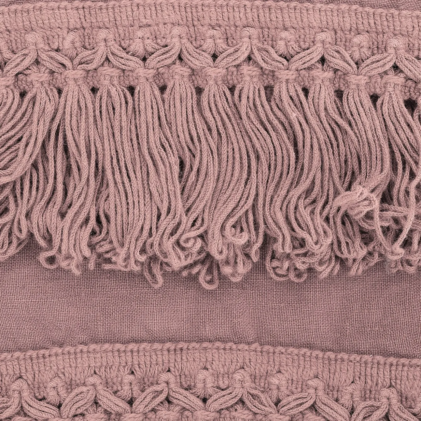 Set di asciugamani rosa vintage con frangia lunga