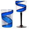 Set di bicchieri con stelo e vetro Vortex in blu/viola