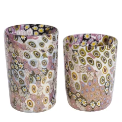 Set di bicchieri da acqua e vino di Murano oro e rosa per sei persone