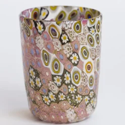 Set di bicchieri da acqua e vino di Murano oro e rosa per sei persone