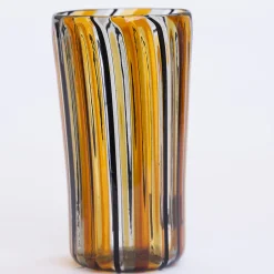 Set di bicchieri da acqua e vino in ambra di Murano per sei persone