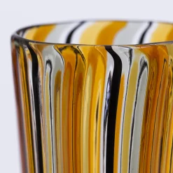 Set di bicchieri da acqua e vino in ambra di Murano per sei persone